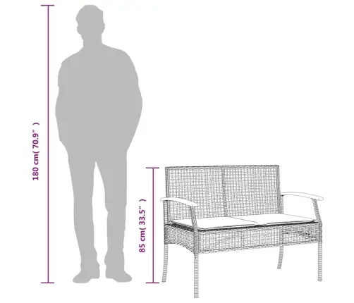 3-Daļīgs Dārza Mēbeļu Komplekts, Matrači, Pelēka Pe Rotangpalma Vidaxl