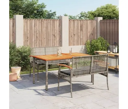 3-Daļīgs Dārza Mēbeļu Komplekts, Matrači, Pelēka Pe Rotangpalma Vidaxl