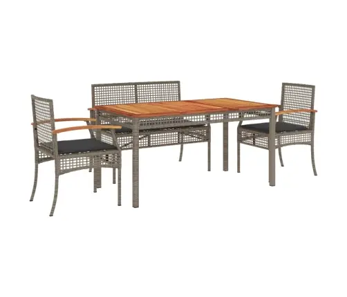 5-Daļīgs Dārza Mēbeļu Komplekts, Matrači, Pelēka Pe Rotangpalma Vidaxl