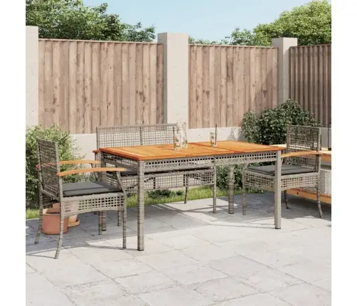 5-Daļīgs Dārza Mēbeļu Komplekts, Matrači, Pelēka Pe Rotangpalma Vidaxl