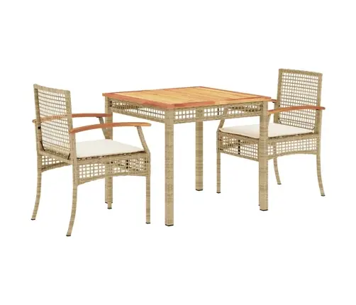 Sodo Komplektas Su Pagalvėlėmis, 3 Dalių, Smėlio, Poliratanas