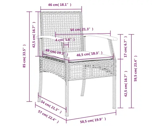 Sodo Komplektas Su Pagalvėlėmis, 3 Dalių, Smėlio, Poliratanas