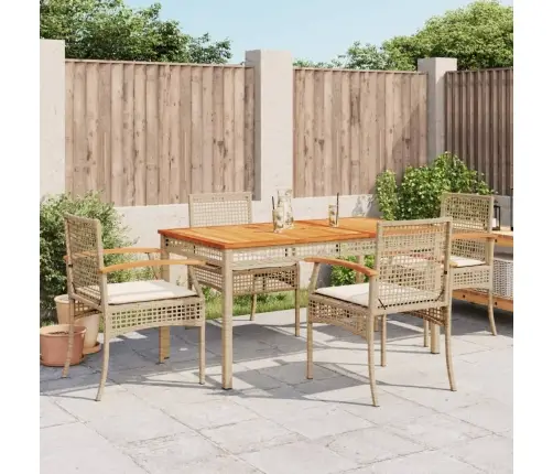 Sodo Komplektas Su Pagalvėlėmis, 5 Dalių, Smėlio, Poliratanas