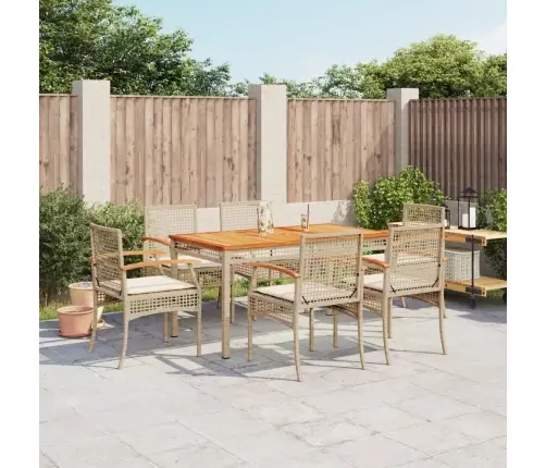 7-Osaline Aiamööbli Komplekt Patjadega, Beež, Polürotang