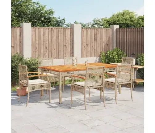 7-Daļīgs Dārza Mēbeļu Komplekts, Matrači, Bēša Pe Rotangpalma Vidaxl