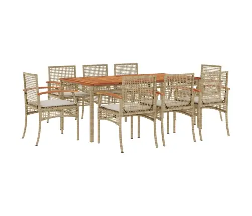 9-Daļīgs Virtuves Mēbeļu Komplekts Ar Matračiem, Pe Rotangpalma Vidaxl