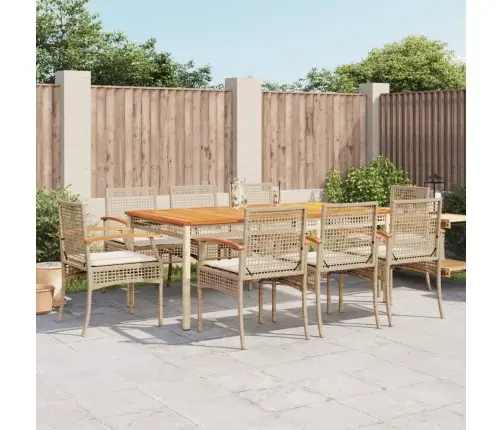 9-Daļīgs Virtuves Mēbeļu Komplekts Ar Matračiem, Pe Rotangpalma Vidaxl