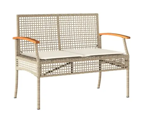 3-Daļīgs Dārza Mēbeļu Komplekts, Matrači, Bēša Pe Rotangpalma Vidaxl