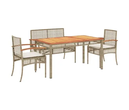 Sodo Komplektas Su Pagalvėlėmis, 4 Dalių, Smėlio, Poliratanas