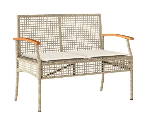 Sodo Komplektas Su Pagalvėlėmis, 4 Dalių, Smėlio, Poliratanas