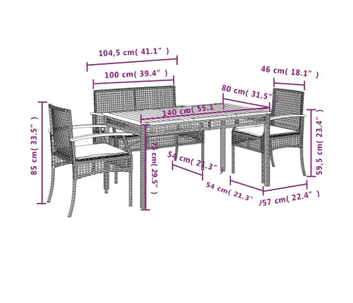 Sodo Komplektas Su Pagalvėlėmis, 4 Dalių, Smėlio, Poliratanas