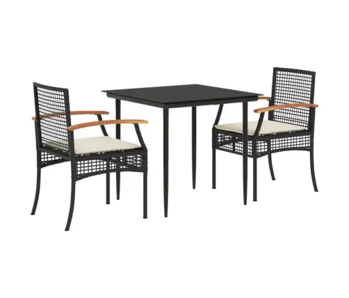 Sodo Komplektas Su Pagalvėlėmis, 3 Dalių, Juodas, Poliratanas