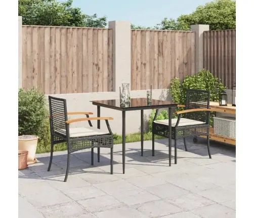 Sodo Komplektas Su Pagalvėlėmis, 3 Dalių, Juodas, Poliratanas