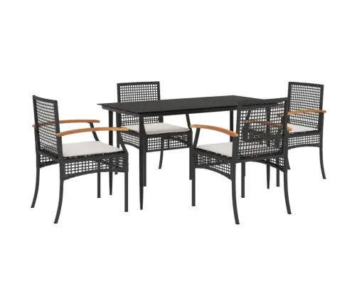 Sodo Komplektas Su Pagalvėlėmis, 5 Dalių, Juodas, Poliratanas