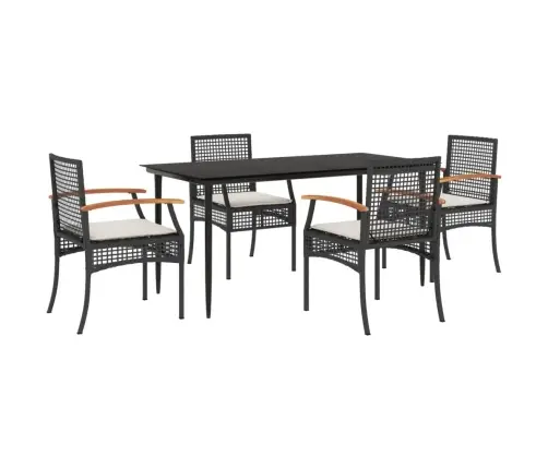 5-Osaline Aiamööbli Komplekt Patjadega, Must, Polürotang