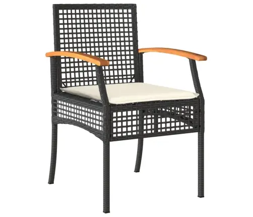 5-Osaline Aiamööbli Komplekt Patjadega, Must, Polürotang