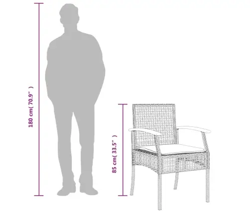 5-Osaline Aiamööbli Komplekt Patjadega, Must, Polürotang