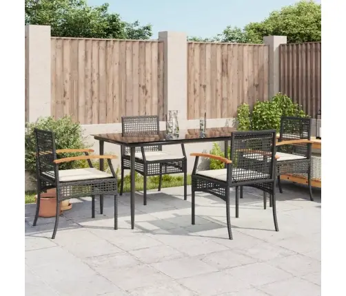 5-Osaline Aiamööbli Komplekt Patjadega, Must, Polürotang