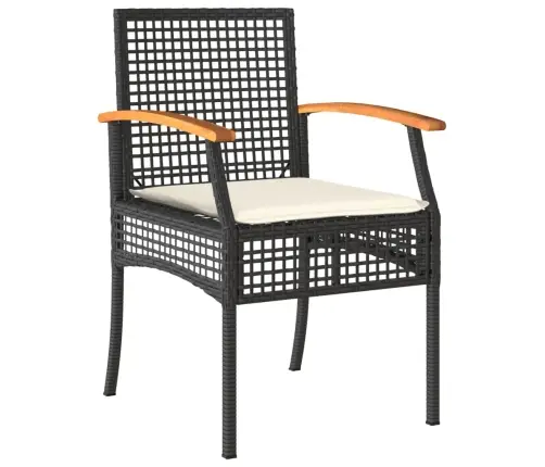 Sodo Komplektas Su Pagalvėlėmis, 7 Dalių, Juodas, Poliratanas