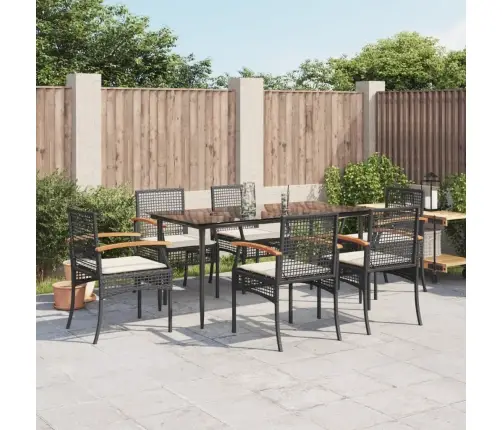 Sodo Komplektas Su Pagalvėlėmis, 7 Dalių, Juodas, Poliratanas