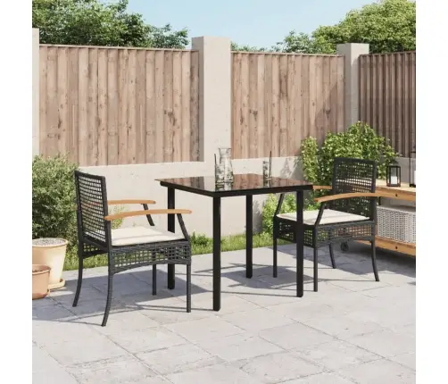 Sodo Komplektas Su Pagalvėlėmis, 3 Dalių, Juodas, Poliratanas