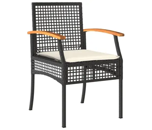 5-Daļīgs Dārza Mēbeļu Komplekts, Matrači, Melna Pe  Rotangpalma Vidaxl