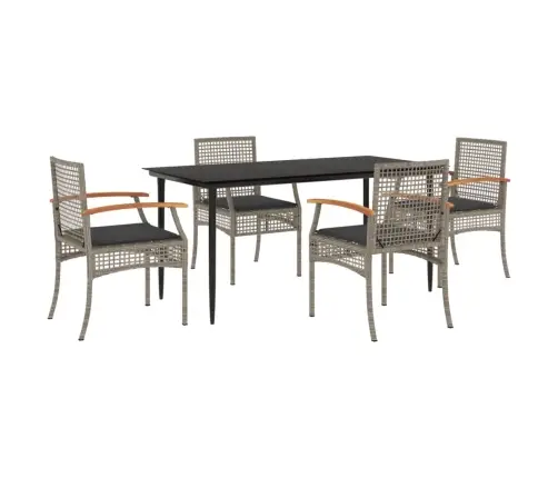 5-Daļīgs Dārza Mēbeļu Komplekts, Matrači, Pelēka Pe Rotangpalma Vidaxl