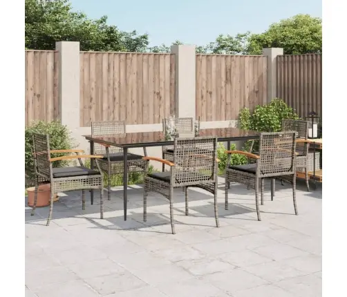 Sodo Komplektas Su Pagalvėlėmis, 7 Dalių, Pilkas, Poliratanas