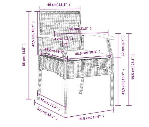 5-Osaline Aiamööbli Komplekt Patjadega, Hall, Polürotang