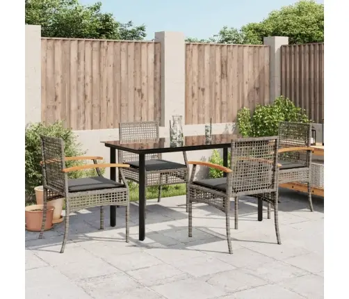 5-Daļīgs Dārza Mēbeļu Komplekts, Matrači, Pelēka Pe Rotangpalma Vidaxl