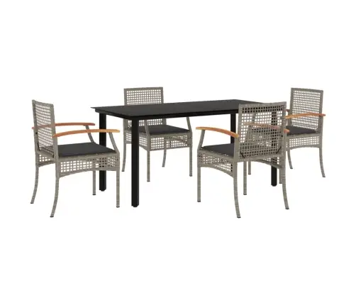 5-Daļīgs Dārza Mēbeļu Komplekts, Matrači, Pelēka Pe Rotangpalma Vidaxl