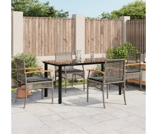 5-Daļīgs Dārza Mēbeļu Komplekts, Matrači, Pelēka Pe Rotangpalma Vidaxl