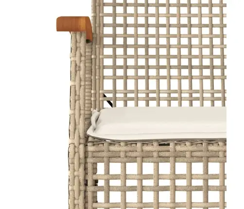 3-Daļīgs Dārza Mēbeļu Komplekts, Matrači, Bēša Pe Rotangpalma Vidaxl