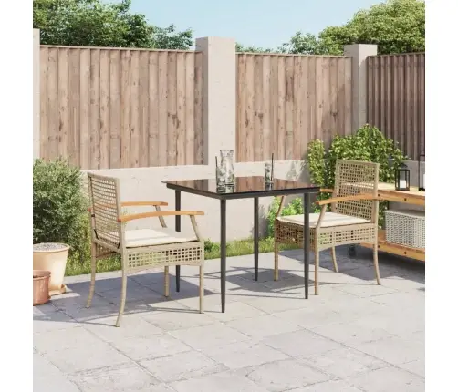 3-Daļīgs Dārza Mēbeļu Komplekts, Matrači, Bēša Pe Rotangpalma Vidaxl