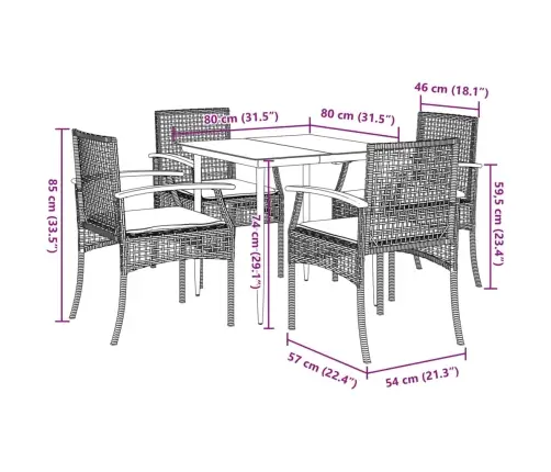 5-Daļīgs Dārza Mēbeļu Komplekts, Matrači, Bēša Pe Rotangpalma Vidaxl