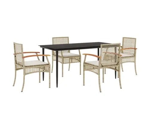 5-Osaline Aiamööbli Komplekt Patjadega, Beež, Polürotang