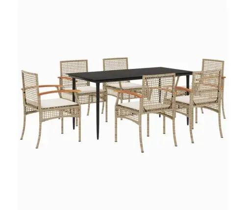 7-Osaline Aiamööbli Komplekt Patjadega, Beež, Polürotang