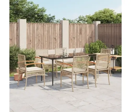 7-Osaline Aiamööbli Komplekt Patjadega, Beež, Polürotang