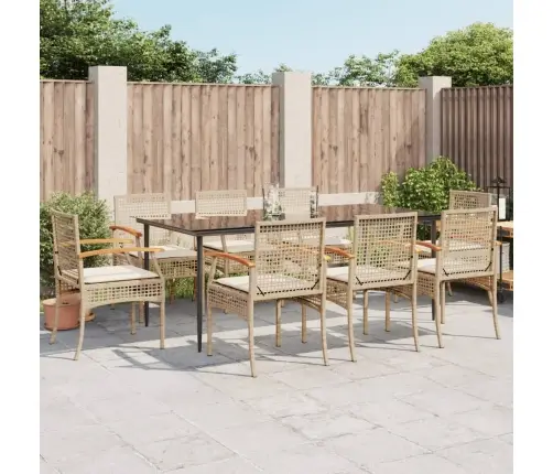 9-Daļīgs Virtuves Mēbeļu Komplekts Ar Matračiem, Pe Rotangpalma Vidaxl