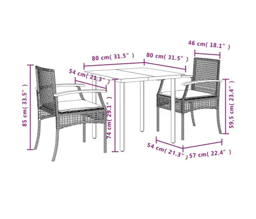 3-Daļīgs Dārza Mēbeļu Komplekts, Matrači, Bēša Pe Rotangpalma Vidaxl