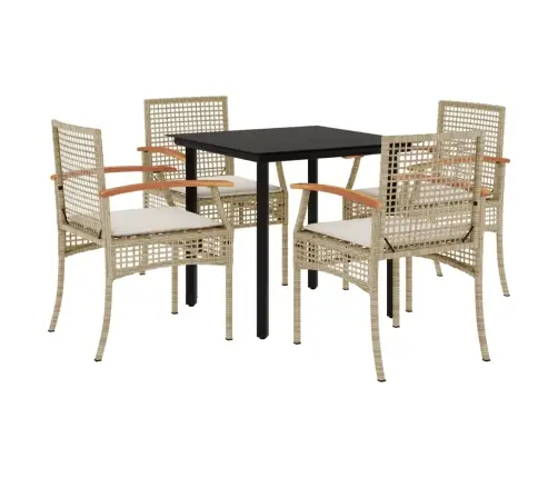 5-Osaline Aiamööbli Komplekt Patjadega, Beež, Polürotang