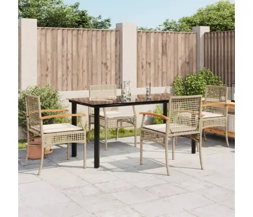 5-Daļīgs Dārza Mēbeļu Komplekts, Matrači, Bēša Pe Rotangpalma Vidaxl