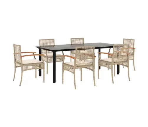 7-Osaline Aiamööbli Komplekt Patjadega, Beež, Polürotang