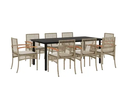 9-Daļīgs Virtuves Mēbeļu Komplekts Ar Matračiem, Pe Rotangpalma Vidaxl