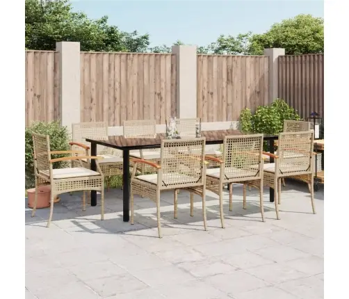 9-Daļīgs Virtuves Mēbeļu Komplekts Ar Matračiem, Pe Rotangpalma Vidaxl