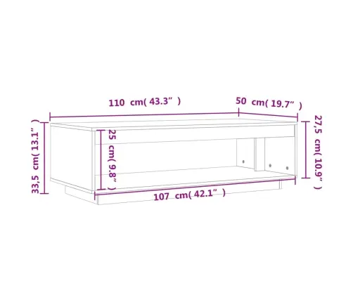 Kohvilaud, Vahapruun, 110X50X33,5 cm Täismännipuit Kohvilaud, Vahapruun, 110X50X33,5 cm Täismännipuit