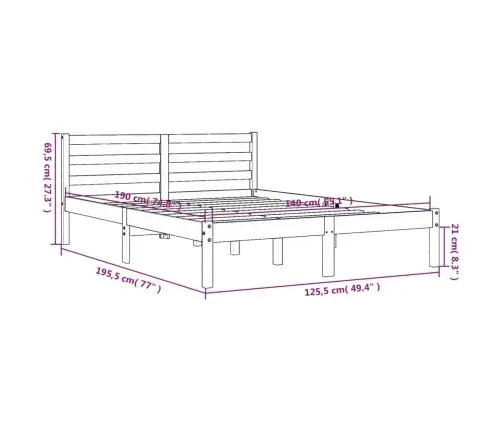 Voodiraam Ilma Madratsita, Vahapruun, 140 X 190 cm Männipuit
