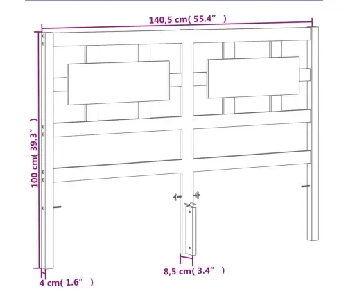 Galvgalis, Vaska Brūns, 135 Cm, Priedes Masīvkoks Vidaxl