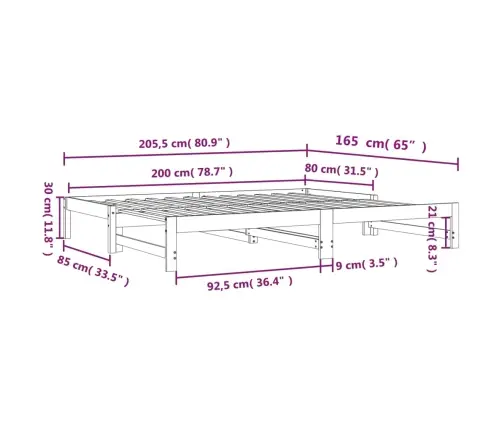 Izvelkams Dīvāns, Vaska Brūnas, 80X200 Cm, Priedes Masīvkoks Vidaxl