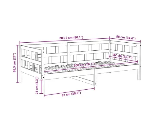 Lova Be Čiužinio, Vaško Ruda, 80X200cm Pušies Masyvas